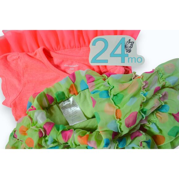24 mo Neon Polka-Dot Skort and Shirt Set, Sparkly Outfit, Skirt Set - Picture 5 of 5